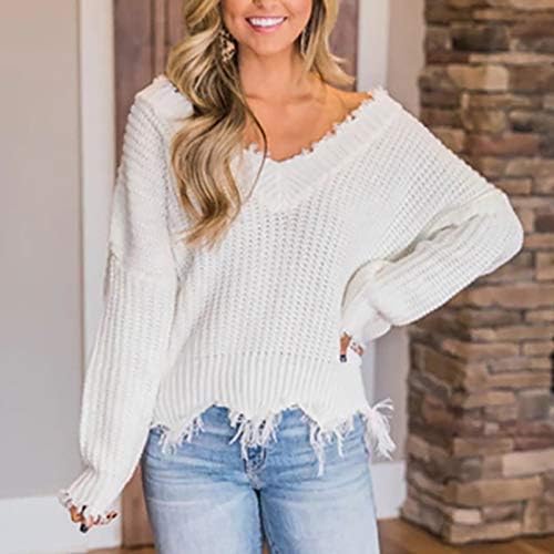 Џемпери за жени 2022 обичен вафл плетен пуловер долг ракав против вратот на врвовите асиметрична блуза од полите преголем скокач