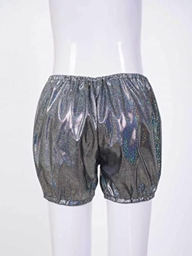 Hansber Kids Girls Boys Sparkle Dance Shorts сјајни метални топла панталони дното на танцувањето за танцување костим црна 7-8