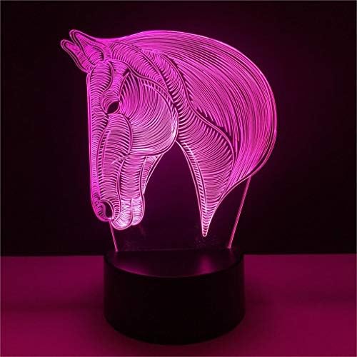 Jири биро за ламба USB Новина Подарок 7 видови на бојата што се менува во боја на животински коњ LED ноќна светлина 3Д -ламба USB допир за спиење