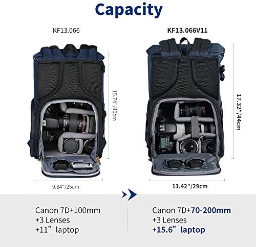 K&F Концепт камера ранец за фотографи за фотографи за додаток за лаптоп камера со лаптоп и прекривка за дожд водоотпорни мултифункционални