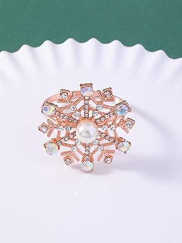 Fioxa 1pc faux Pearl Decor Decor Decor Snowflake Slapkin Ring