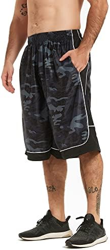 Атлетик шорцеви со долги кошаркарски салата за мажи HQQEC, Брзи суви шорцеви лабави со џебови