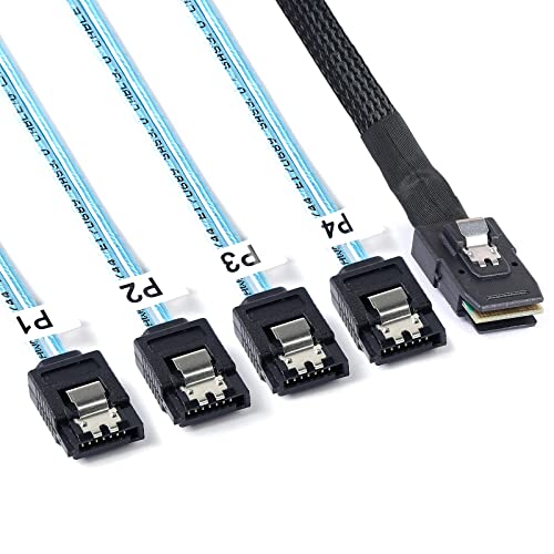 Adcaudx 2pack Mini SAS to SATA Cable: 0,5M SFF-8087 до SATA Mini SAS Breakout Cable SFF8087 до SATA Mini-SAS до SATA SAS TO