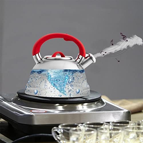 CZDYUF 3L Whistle Teapot Teapot Не'рѓосувачки челик чајник со рачка отпорна на топлина, чајник за готвење со голем капацитет