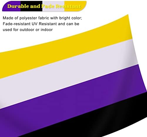 Кралицата крал 3x5 ft Не-бинарно знаме на гордоста и 60 парчиња не-бинарни налепници на гордост LGBTQIA Не-бинарен пол на родови