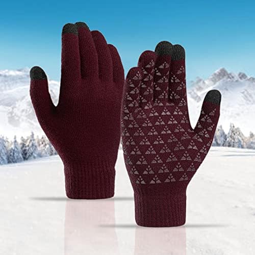 Зимска топла плетена ракавица за жени ракавици на допир на екранот Снег цветни меки топло плетени белезници на ракавици за ветерници за ветерници