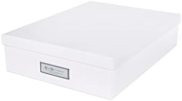 Bigso Box of Sweden Document Box за A4 хартија, брошури и белешки - кутија со капак и рачка - влакна и складирање на кутија за хартија со