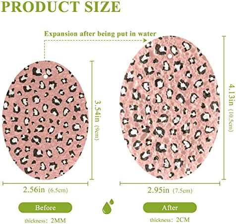 Алаза розова гепард лаопард печати животни природни сунѓери кујнски целулоза сунѓер за садови миење бања и чистење на домаќинства, не-крик