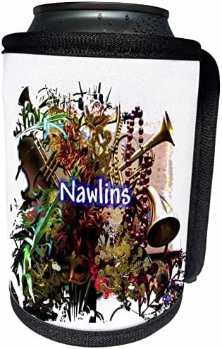 3drose Слика на Word Nawlins на симболи на Марди Грас. - може да се лади обвивка за шише