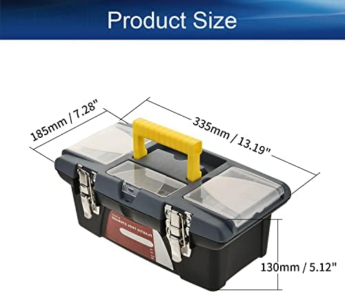 Bettomshin Tool Box, ABS алатка кутија со отстранлив фиока за алатки, организатор и складирање за алатки, делови, играчки, уметност црна