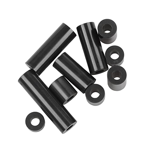 Exqutoo црна ABS тркалезна мијалници ID 3.2mm, OD 7mm, 3mm 5mm 6mm 8mm 10mm 15mm 18mm 20mm 20 mm должина на 25мм, комплет за асортиман, не-навој, погоден за заграда за хардвер за хардверски завртки