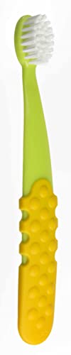 Четка за заби на радиус дете и паста за заби за деца, 2 пакувања Totz плус свиленка мека четка во бела/сафир сина и зелена/жолта и