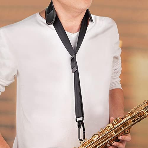 Ремен со вратот на саксофон, мек прилагодлив саксен кожен врат, поставен за алто, тенор, сопрано саксофон и кларинет, туба, базон