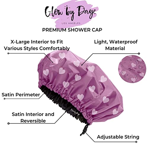 Сјај од ден сатен, обложена со капаче за туширање, прилагодливо и водоотпорен со сатенски ентериер за заштита на косата, големо, розово срце