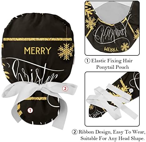 Работно капаче за Иролскднф со копчиња за жени, златен Божиќен памук, џемпер, буфан капа од чипка