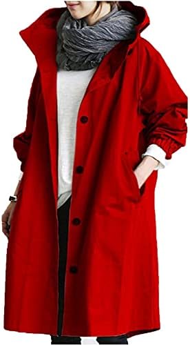 Foviguo Зимски палта за жени, модерни палта за жени канцеларија плус големина долг ракав пролетен полиестерски палта цврсти
