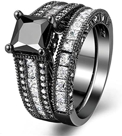 Прстени за жени 2023 година роденденски подароци квадратни црни бела боја кубна цирконија прстен за ангажман на невестински ринезон