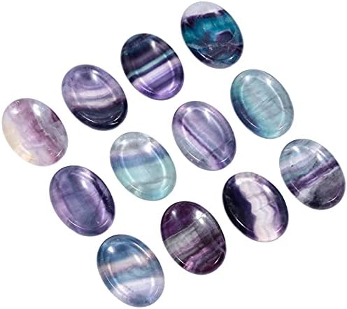 Sunyik пакет од 2 овални обликувани флуоритни кристали со палецот Загрижени камења сет од 4 & махагони опсидијан полиран круг однесен камен сет