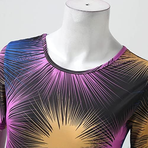 Womenените цветни печати обичен фустан обичен of врат краток ракав одговара едноставна лабава проток 2023 летен фустан за жени