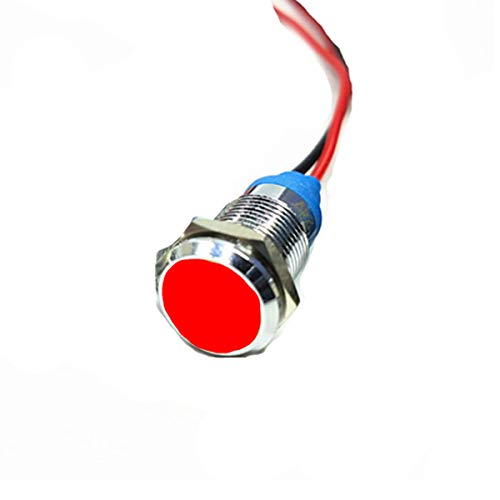 4 парчиња 12мм метална индикатор светло, 24V сигнал светло водоотпорен безбедносен сигнал светло за предупредување со жица од 15 см, црвена