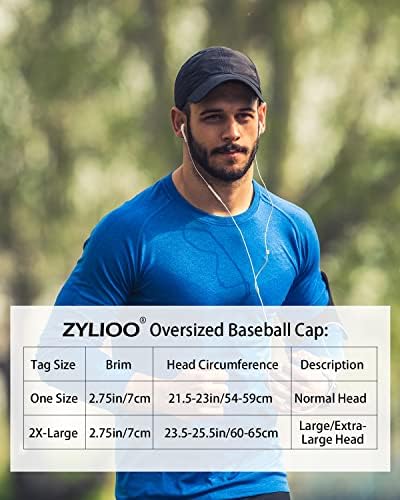 Zylioo Gureize xxl Брзо суво бејзбол капа, капа што дише тато за глави 21,5 -25,5, прилагодливо капаче за трчање на мека круна