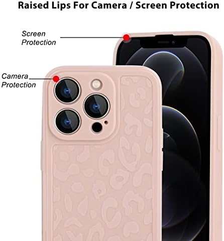 САКУУЛО Компатибилен со Iphone 12 Pro Случај Пинк Леопард Дизајн Мека Телефонска Кутија Отпорна На Удари Целосен Заштитен Капак На Камерата