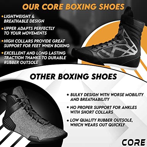 Основни Боксерски Чевли - Лесни Боксерски Чевли за Мажи &засилувач; Жени-Чевли За Обука За Бокс Со Висока Поддршка-Високи Влечни