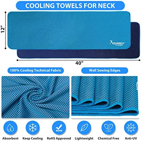 Сиурно ладење пешкир, крпи за ладење за вратот, ледена крпа од 40 x 12 за олеснување на ладење, мека ладна пешкир за дишење, совршена јога,