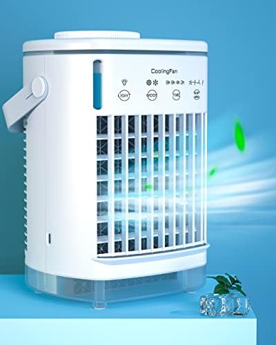 Вентилатор за вентилатор за климатик преносен ладилник за ладилник за ладење на ладилници за ладење 4 брзина со 7 бои LED светлосна