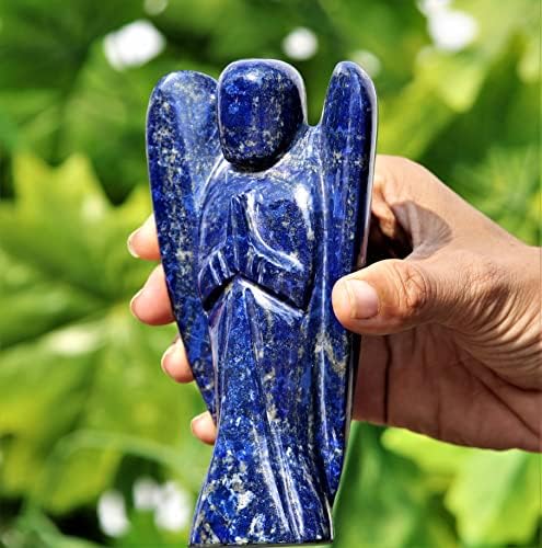 Врвен голем полиран сино лапс лазули кристален камен рачно изработен фигура чувар ангел Чакрас минерали Исцелување енергија наполнета