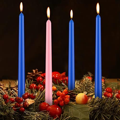 4 Парчиња Божиќна Сина Адвентска Свеќа Сина Конусна Свеќа Адвентска Свеќа Заострени Свеќи Со Долго Горење Заострени Свеќи Без Капка И