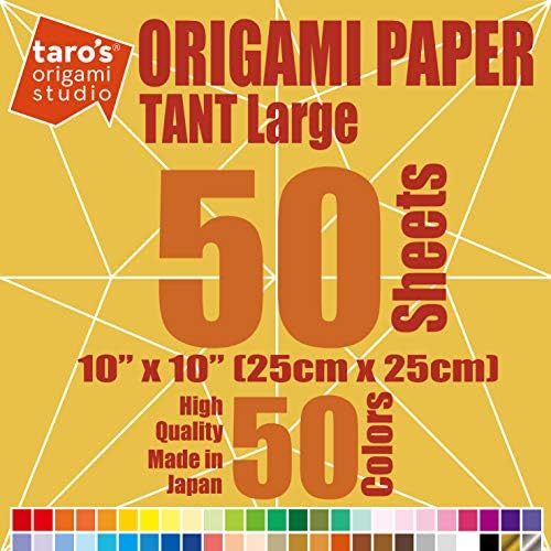 [Студиото Оригами на Таро] Тант големи 10 инчи двострани 50 бои 50 чаршафи квадратни лесни премија Премиум јапонски труд за оригами уметник од почетник до експерт