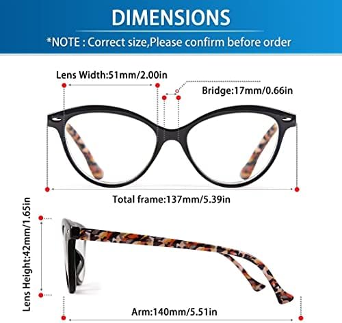 5 пакувања +1,75 Сино светло блокирање на очила за читање, читатели на компјутерски производи против сјај за жени, дами за зголемување на очите