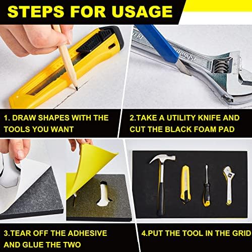 3 комплети алатка за пена, организатори на алатка за пена, алатка за алатка за прилагодување на пената за сенка, алатка за алатка за алатка