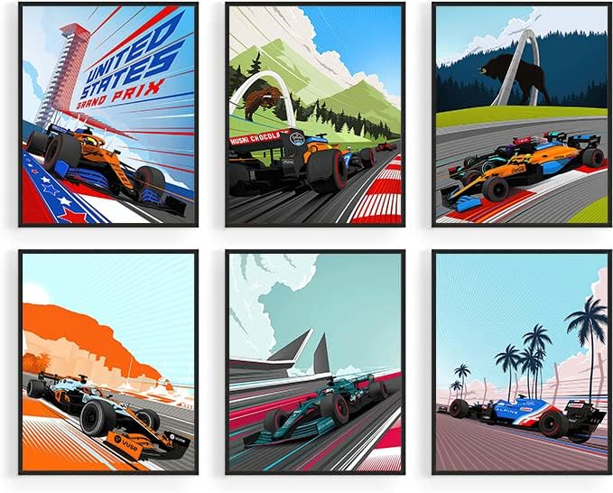 Апстрактна формула 1 тркачки автомобил wallид уметност, постери за платно од автомобили Ф1, инспиративни тркачки автомобили wallидни