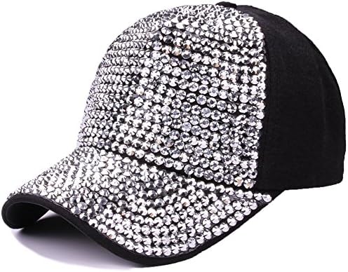 Gudessly Women Suded Rhinestone Crystals Прилагодливи бејзбол капа, обична искра, блинг тексас сонце капа
