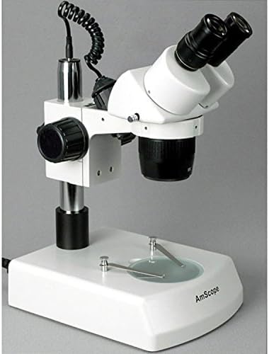 Amscope SW-2B13X двогледен стерео микроскоп, WH10x очите на очите, 5x/10x/15x/30x зголемување, 1x/3x цел, горно и долен халогенско