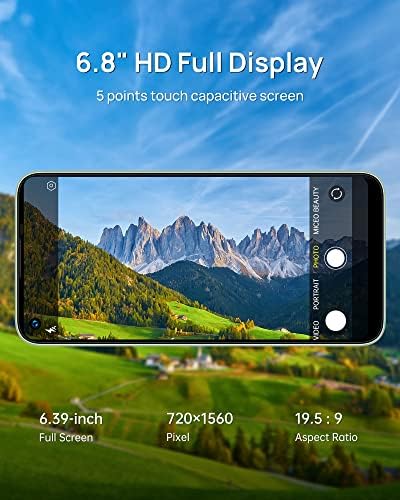 Отклучен мобилен телефон, 6,8 HD екран, Дизајн на целосен изглед на стакло, Android 11 Отклучен паметен телефон 4GB+128 GB/ 256 GB 48MP
