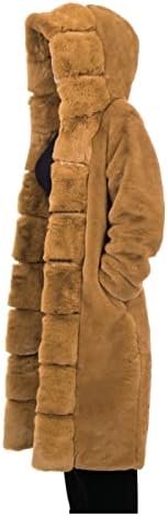 Hthlvmd женски дебел faux крзнено палто со голема качулка со палто Зимски палто со долг ракав М-5XL јакна