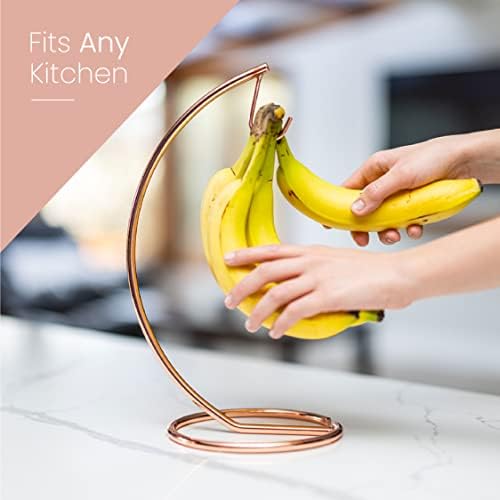 Држач на розово злато банана | Отпорна на 'рѓа и издржлива челична конструкција | Sleek и модерен дизајн за кујнски countertops | Совршено за