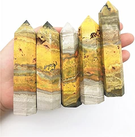 Ertiujg Husong312 1pc Природна жолта кристална хексагонална колона кристална точка минерална украс заздравување на стапчиња природни камења и минерали кристал