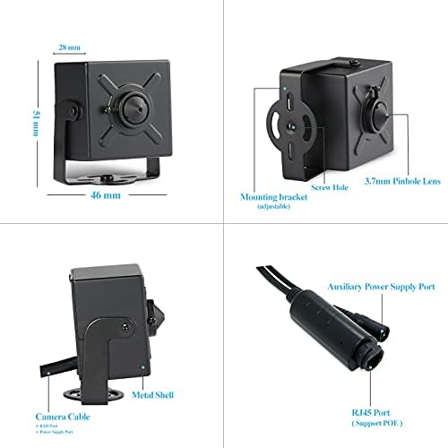Revotech HD 3MP Mini Security POE IP камера, 3,7 mm Pinchole Мала внатрешна камера P2P далечински преглед CCTV видео камера H.265