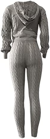 Дополнителни мали женски скијачки панталони женски обичен плетен џемпер есен и зимски џемпер врвот и пантовите жени облечени костуми поставени сиви