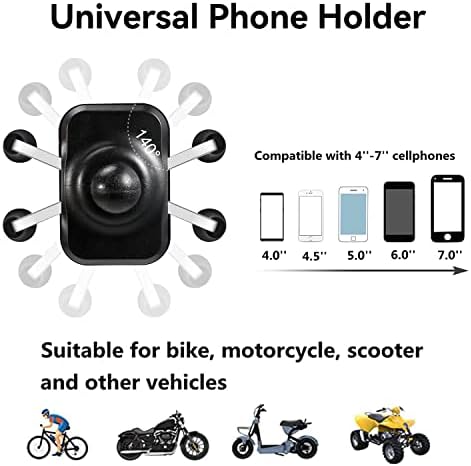 Моторцикл Телефон Алуминиум Алуминиум Алуминиумски држач за велосипед 360 ° Ротирачки топка стебло со U-BOLT база за рачка 4.0-7.0 ”Мобилен телефон Монт Харли Дејвидсон