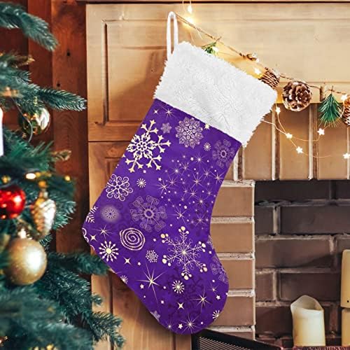 Алаза Божиќни чорапи зимска виолетова виолетова боја со златни снегулки Божиќни класични персонализирани големи декорации за порибување