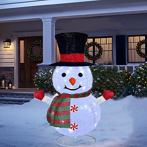 Jusvzam 3ft осветлен снежен човек на отворено Божиќни украси, со 48L ламба и напојување со приклучок за затворен/отворен двор за празници за