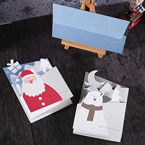 N-Brand 4PCS 3D Pop Up Santa Cards Оженет за Божиќни честитки Покани за Нова Година на честитки годишнина од годишнината