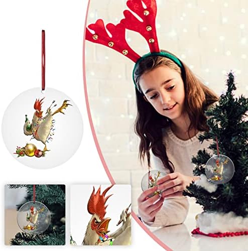 Божиќно дрво DIY украси што висат декорација подарок, 2021 ретро персонализирано смешно пилешко скулптурирање висат привлечни приврзоци