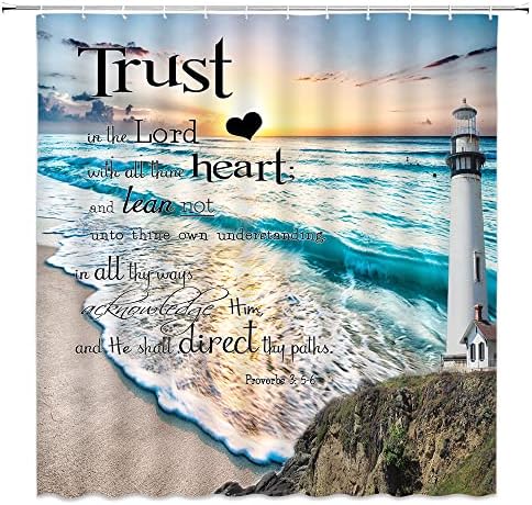 Инспиративен Цитат Туш Завеса Доверба Во Господ Со Сите Твои Срце Мотивациони Зборови Океан Светилник Плажа Наутички Крајбрежни Пејзажи