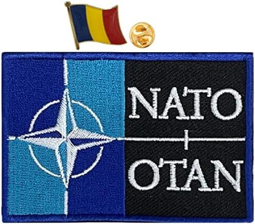 А-Еден 3Д на симбол на нато симболи Амблеми закрпи + Пин за знаме на метална знаме на Романија, лепенка за шиење за армиски запчаници